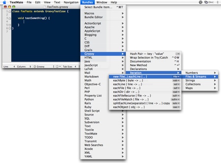TextMate Groovy Bundle Menu Screen Shot TextMate Groovy Bundle Menu Screen Shot
