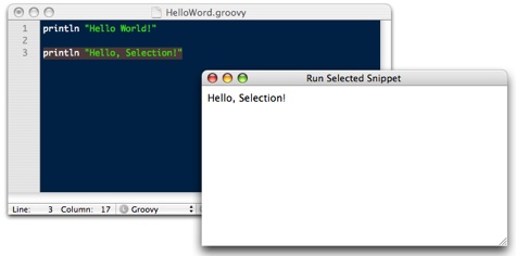 TextMate Screen Shot - Groovy Output w/ Command + Option + R TextMate Screen Shot - Groovy Output w/ Command + Option + R